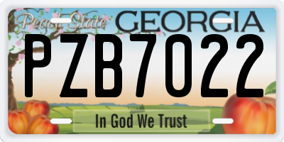 GA license plate PZB7022