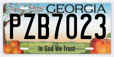GA license plate PZB7023