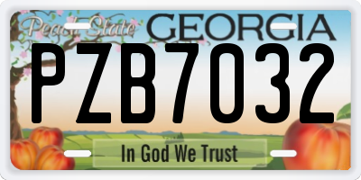 GA license plate PZB7032