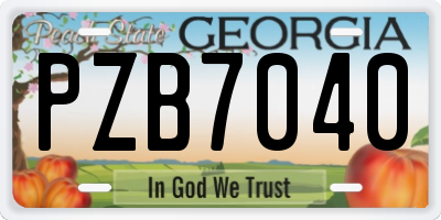 GA license plate PZB7040
