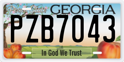 GA license plate PZB7043