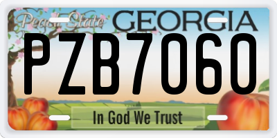 GA license plate PZB7060