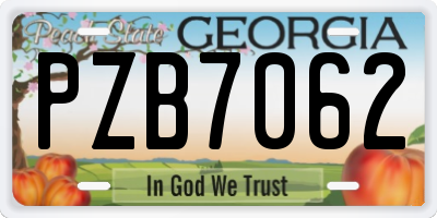 GA license plate PZB7062