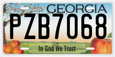 GA license plate PZB7068