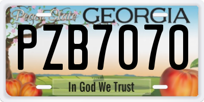 GA license plate PZB7070