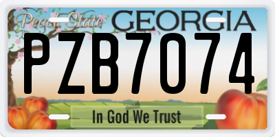GA license plate PZB7074