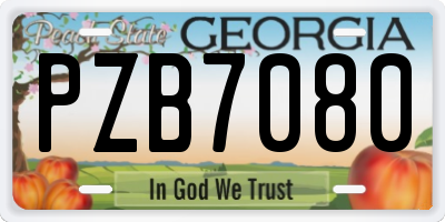 GA license plate PZB7080