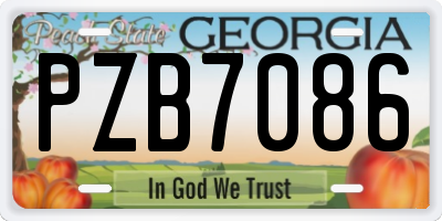 GA license plate PZB7086