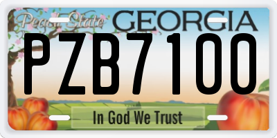 GA license plate PZB7100