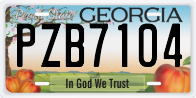 GA license plate PZB7104
