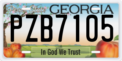 GA license plate PZB7105