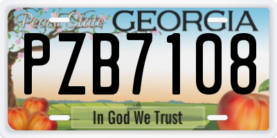 GA license plate PZB7108