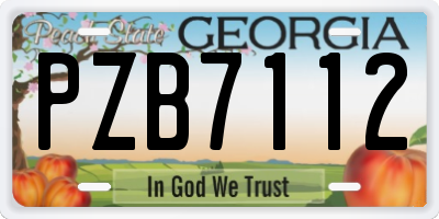 GA license plate PZB7112