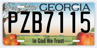 GA license plate PZB7115