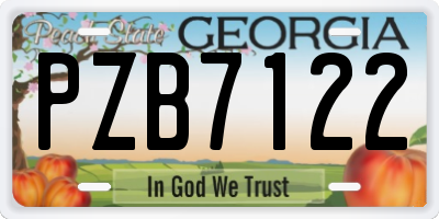 GA license plate PZB7122
