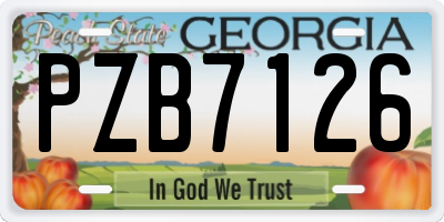 GA license plate PZB7126