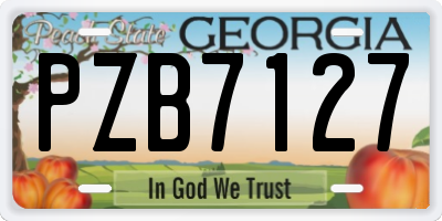 GA license plate PZB7127