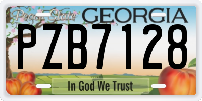 GA license plate PZB7128