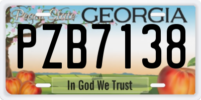GA license plate PZB7138