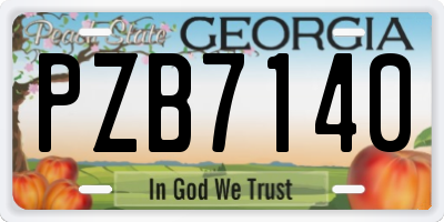 GA license plate PZB7140