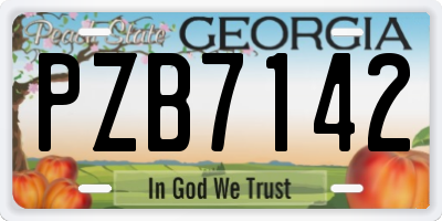 GA license plate PZB7142