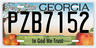 GA license plate PZB7152