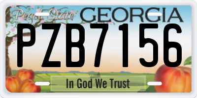 GA license plate PZB7156