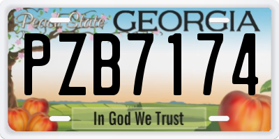 GA license plate PZB7174