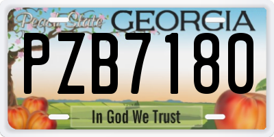 GA license plate PZB7180