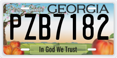GA license plate PZB7182