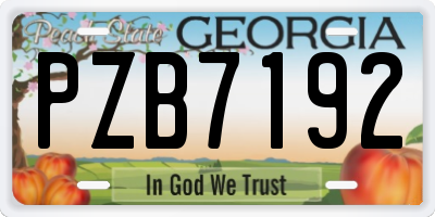 GA license plate PZB7192
