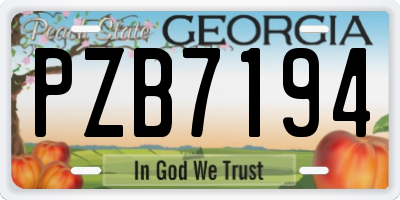 GA license plate PZB7194