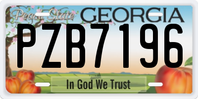 GA license plate PZB7196