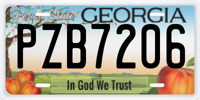 GA license plate PZB7206