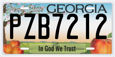 GA license plate PZB7212