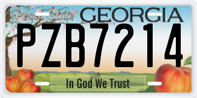 GA license plate PZB7214