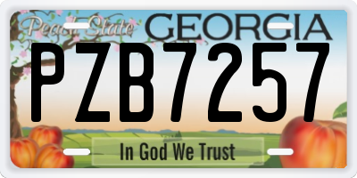 GA license plate PZB7257