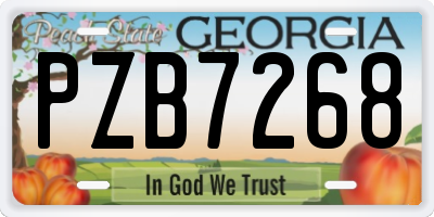GA license plate PZB7268