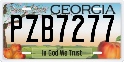 GA license plate PZB7277
