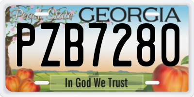 GA license plate PZB7280