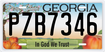 GA license plate PZB7346