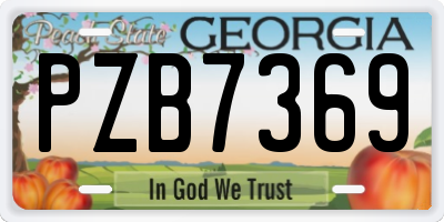GA license plate PZB7369