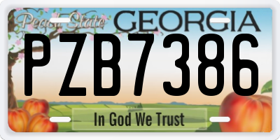 GA license plate PZB7386