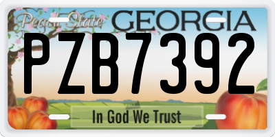GA license plate PZB7392