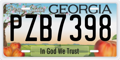 GA license plate PZB7398