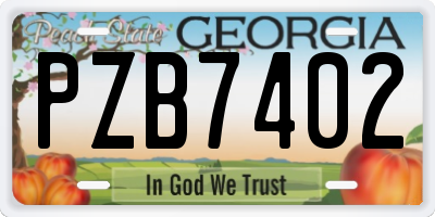 GA license plate PZB7402