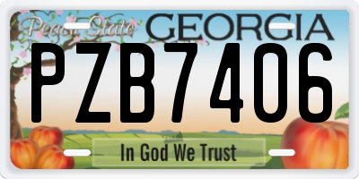 GA license plate PZB7406