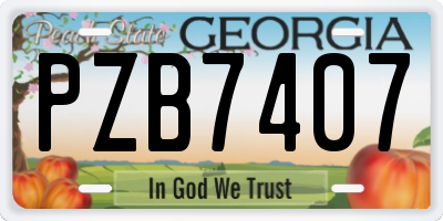 GA license plate PZB7407