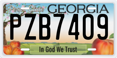 GA license plate PZB7409