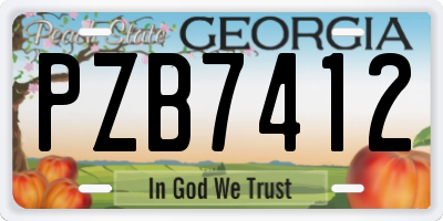 GA license plate PZB7412